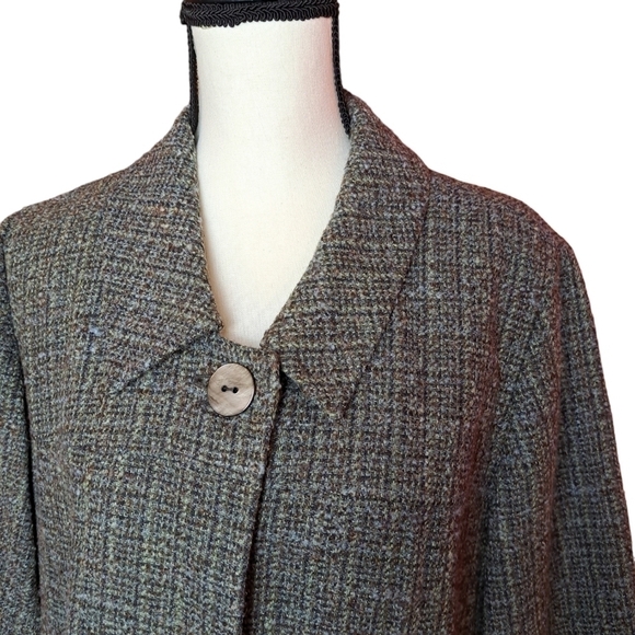J. Jill large tweed swing style jacket lined pockets collared career business - Picture 2 of 7